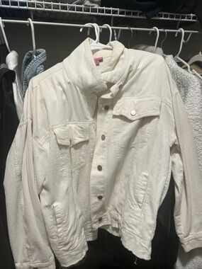 Francesca's Collections Off-White Corduroy Jean Jacket